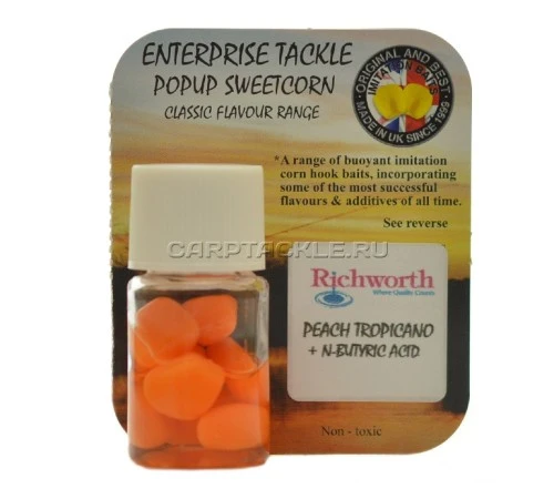Искусственная плавающая насадка Enterprise Tackle Pop Up Sweetcorn Richword Peach&N-Butyric Персик с Масляной кислотой